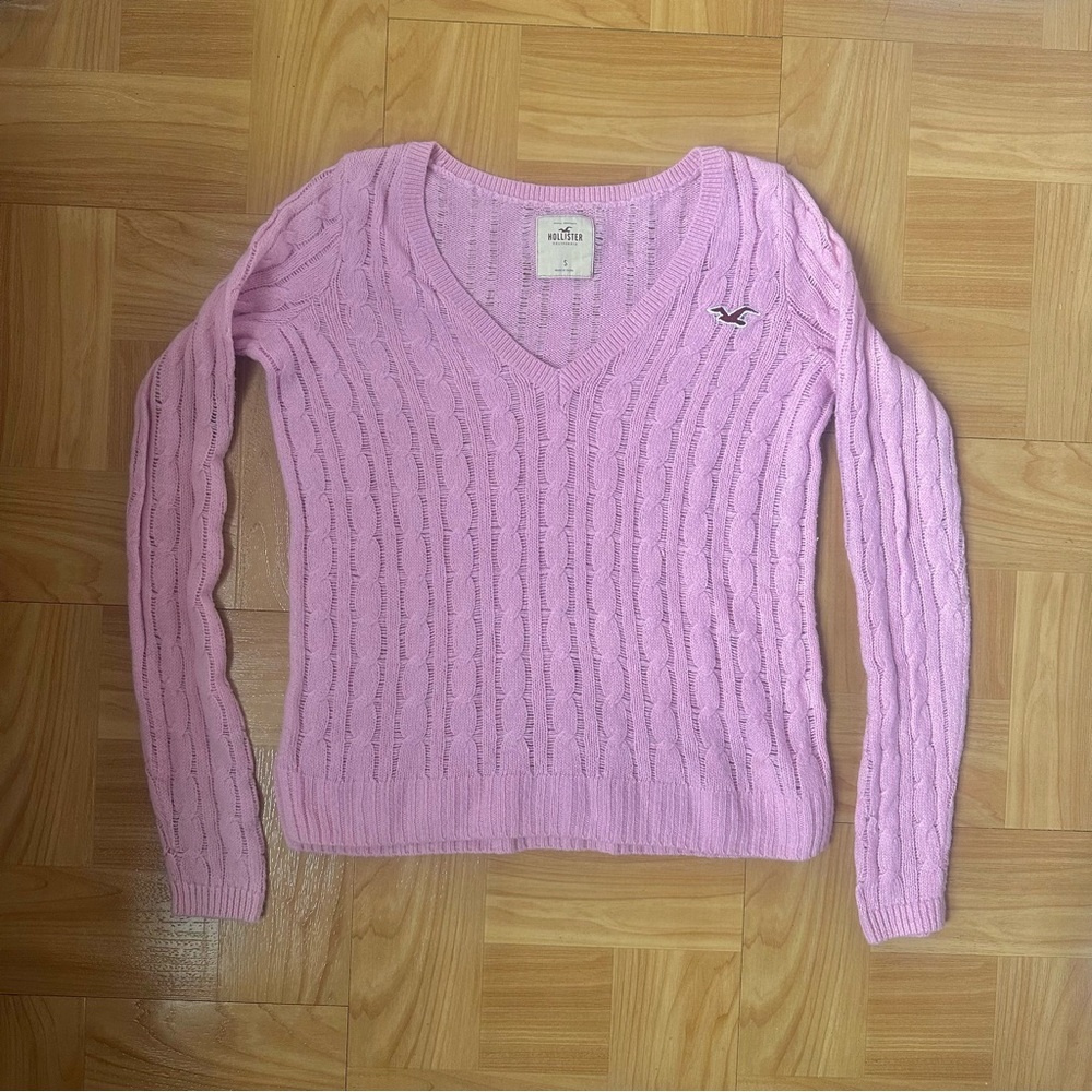 Hollister Pink Cable Knit Sweater